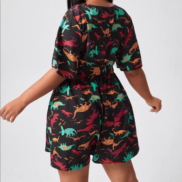 Jla veux !!! Plus All Over Dinosaur Print Belted A-line Dress Size 0X - Picture 4 of 11